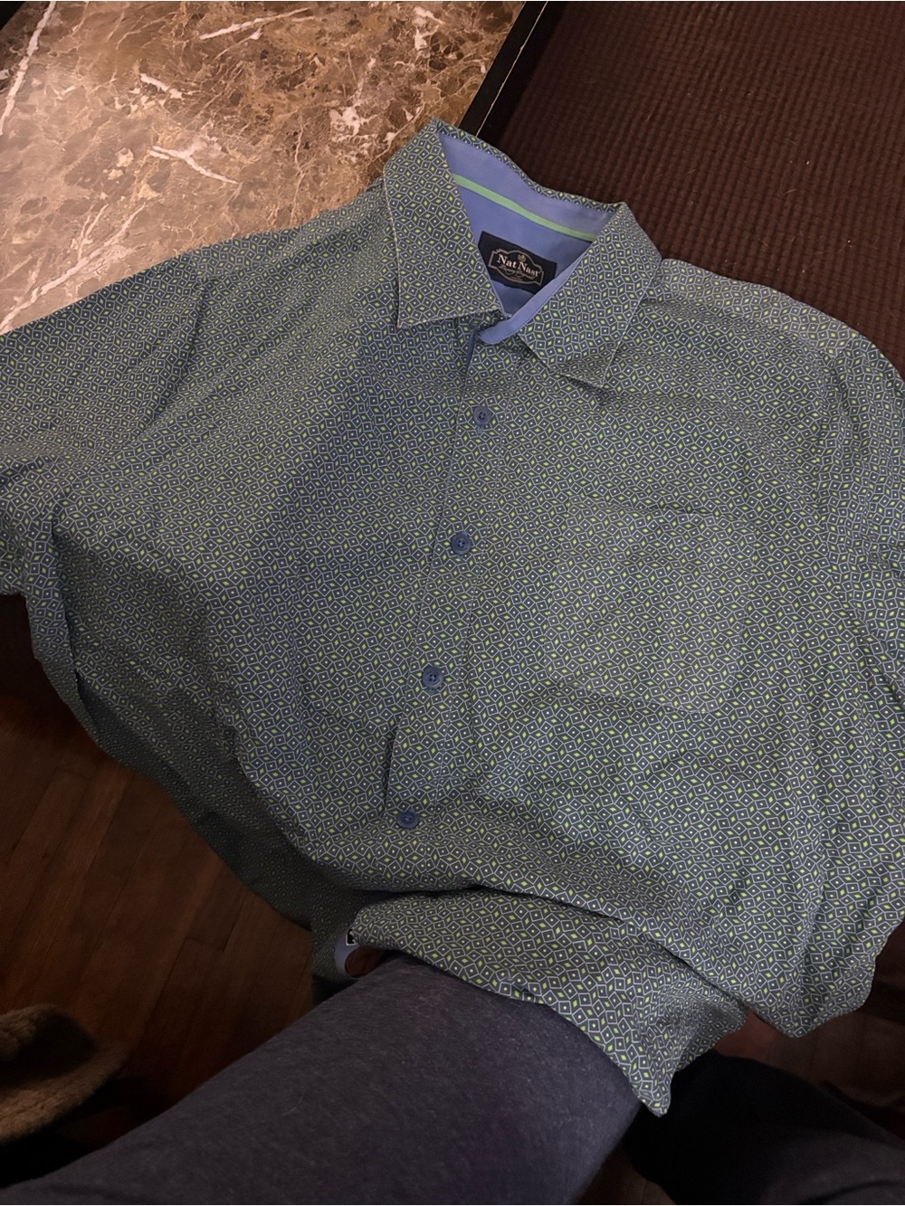 Nat Nast Green Printed Button-Down Shirt